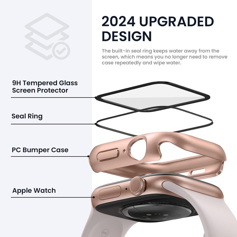 Tensea غطاء واقي لشاشة ساعة آبل مقاوم للماء سلسلة 11/10 46 مم، ملحقات، غطاء وجه واقي iWatch مع فيلم زجاجي مقسى للنساء والرجال، غطاء واقي لساعة آيفون 46 مم - Image 3